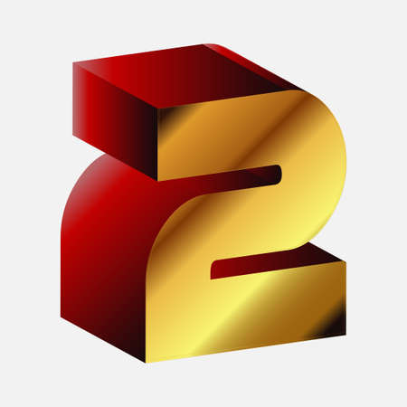 3d Glossy Two 2 Vectorのイラスト素材