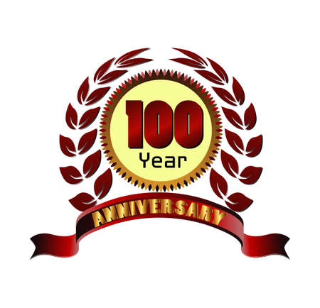 Anniversary red golden laurel wreathのイラスト素材