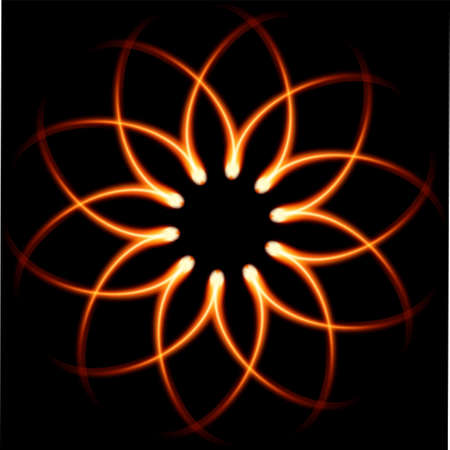 Black background with Fire Flower vectorのイラスト素材