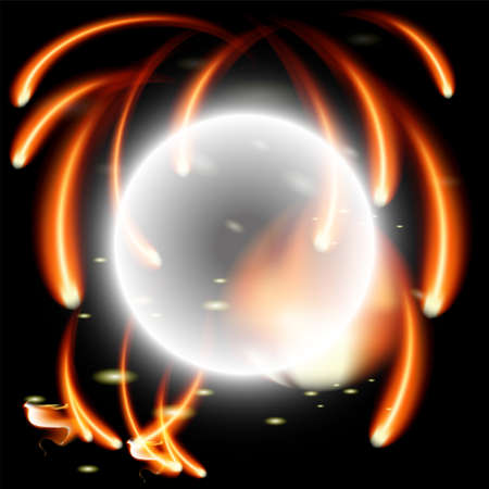 Black Background with firework and fire vectorのイラスト素材