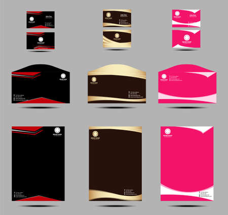 Business card, envelope, letter head template design setのイラスト素材