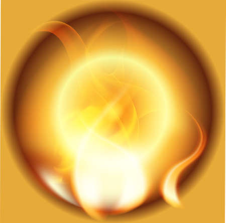 Fire Flames on the golden backgroundのイラスト素材