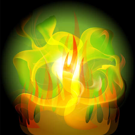 Fire yellow abstract dark green backgroundのイラスト素材