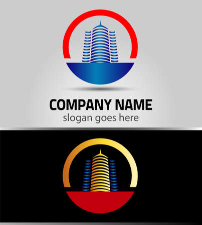vector 3d building, apartment, offices logo isolatedのイラスト素材