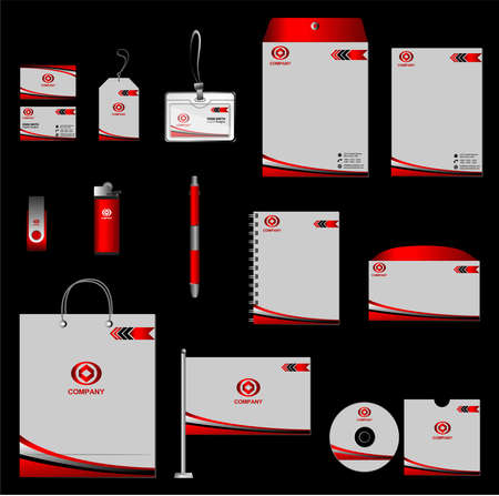 Corporate identity template with red elementsのイラスト素材