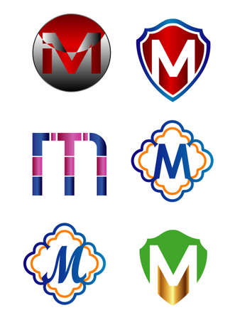 Set Of Alphabet Symbols And Elements Of Letter Mのイラスト素材