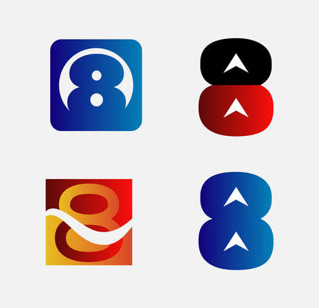 Set of Number eight 8  icon template elementsのイラスト素材