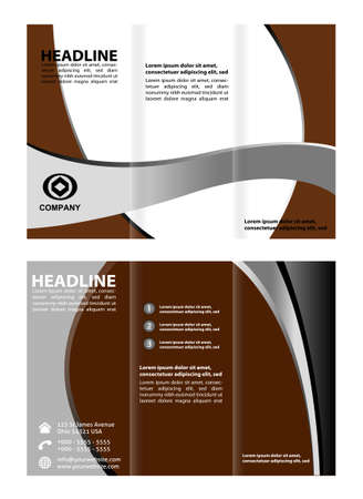 Brown Corporate Tri Fold Brochure vector illustrationのイラスト素材