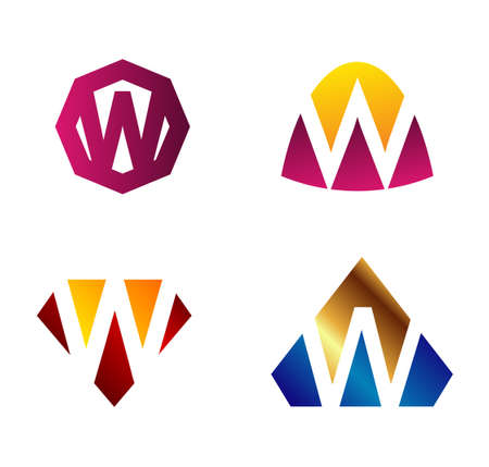 W Set Vector Illustration Lettersのイラスト素材