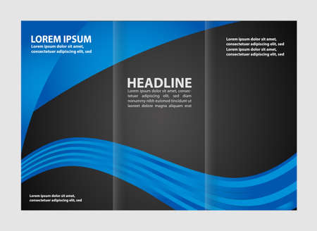 Black brochure tri fold templateのイラスト素材
