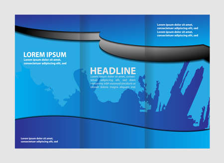modern tri-fold template for advertising concept brochure in blueのイラスト素材
