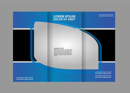 Trifold brochure template design of blue. Editable vector and light with places for photos. proportionally A4のイラスト素材