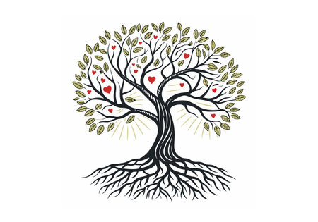 Love tree vector illustration. Hand drawn love tree isolated on white background.のイラスト素材
