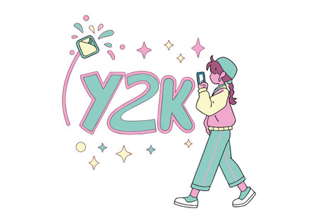 Vector illustration of a girl with a mobile phone in her hands.のイラスト素材