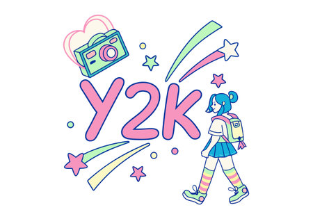 Vector illustration of a girl with a camera and the inscription YK.のイラスト素材