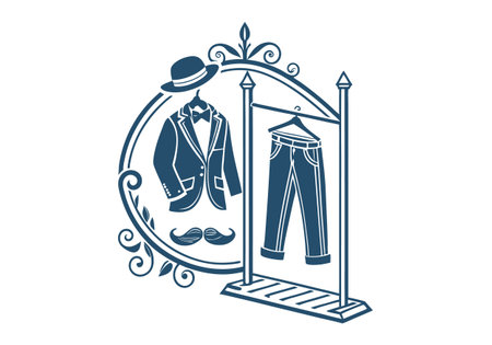 Vector illustration of a stylized image of a man's coat, bow tie and moustacheのイラスト素材