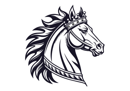 Horse head with a crown on his head. Vector illustration.のイラスト素材