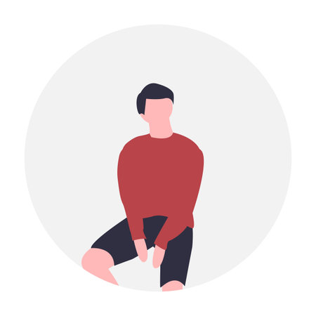 Man sitting on the floor. Vector illustration in a flat style.のイラスト素材