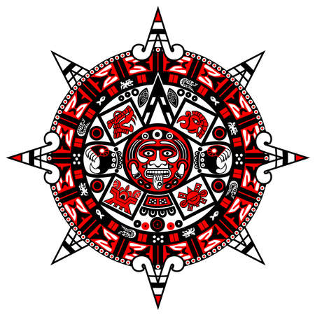 Mayan calendar on white background.