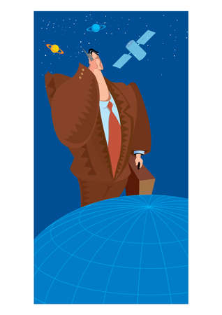 abstract Clipart of Businessman on a cell phoneのイラスト素材