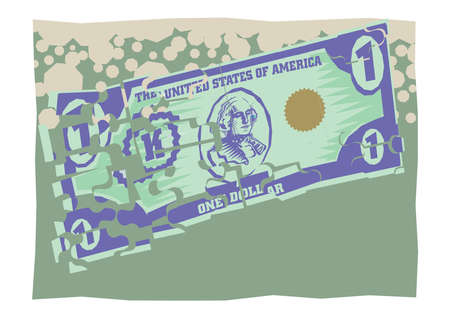 abstract Clipart of Broken dollar money vectorのイラスト素材