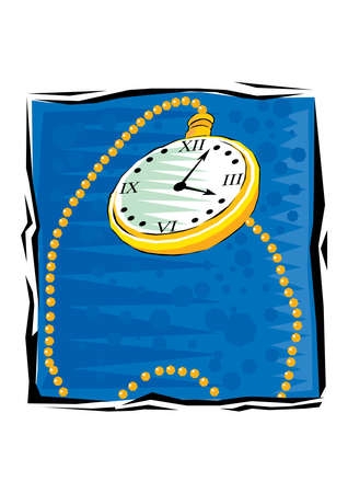 Clip Art of Businessman wrist watch isolated on a blue backgroundのイラスト素材