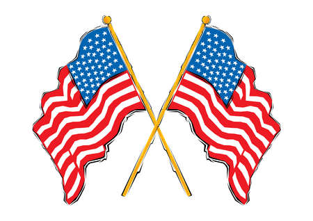 abstract Clipart of United States Flags waving vector illustrationのイラスト素材