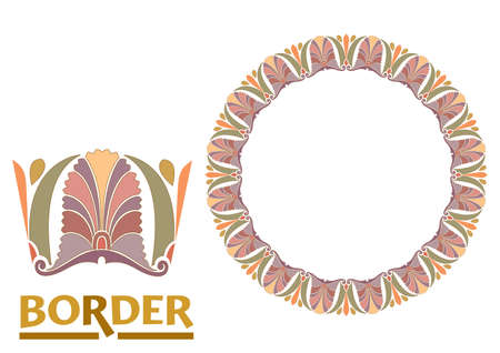 decoration Borders - Tiled frame in plant leaves and flowers Framework Decorative Elegant ornamental styleのイラスト素材