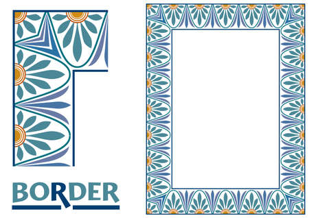 decoration Borders - Tiled frame in plant leaves and flowers Framework Decorative Elegant ornamental styleのイラスト素材