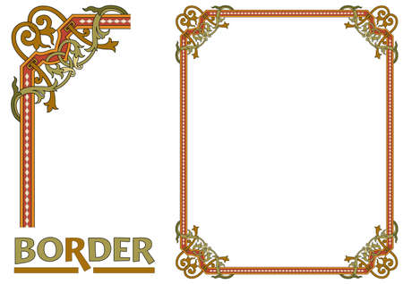 decoration Borders - Tiled frame in plant leaves and flowers Framework Decorative Elegant ornamental styleのイラスト素材