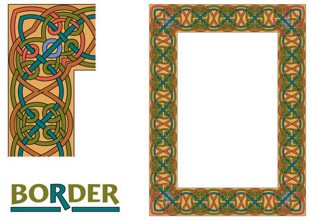 decoration Borders - Tiled frame in plant leaves and flowers Framework Decorative Elegant ornamental styleのイラスト素材