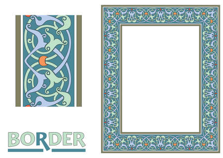 decoration Borders - Tiled frame in plant leaves and flowers Framework Decorative Elegant ornamental styleのイラスト素材