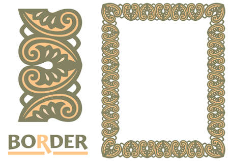 decoration Borders - Tiled frame in plant leaves and flowers Framework Decorative Elegant ornamental styleのイラスト素材