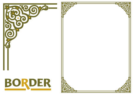 decoration Borders - Tiled frame in plant leaves and flowers Framework Decorative Elegant ornamental styleのイラスト素材