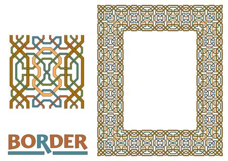 decoration Borders - Tiled frame in plant leaves and flowers Framework Decorative Elegant ornamental styleのイラスト素材