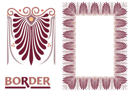 decoration Borders - Tiled frame in plant leaves and flowers Framework Decorative Elegant ornamental styleのイラスト素材
