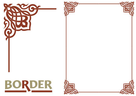 decoration Borders - Tiled frame in plant leaves and flowers Framework Decorative Elegant ornamental styleのイラスト素材
