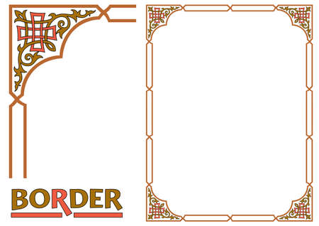 decoration Borders - Tiled frame in plant leaves and flowers Framework Decorative Elegant ornamental styleのイラスト素材