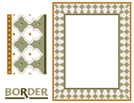 decoration Borders - Tiled frame in plant leaves and flowers Framework Decorative Elegant ornamental styleのイラスト素材