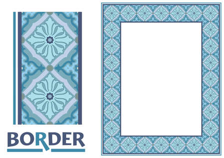 arabesque Borders - Tiled frame in plant leaves and flowers Framework Decorative Elegant ornamental styleのイラスト素材