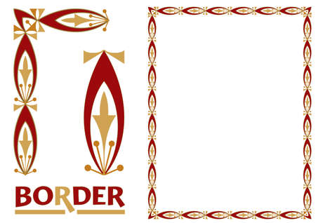 decoration Borders - Tiled frame in plant leaves and flowers Framework Decorative Elegant ornamental styleのイラスト素材