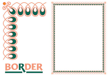 decoration Borders - Tiled frame in plant leaves and flowers Framework Decorative Elegant ornamental styleのイラスト素材