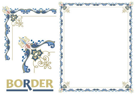 decoration Borders - Tiled frame in plant leaves and flowers Framework Decorative Elegant ornamental styleのイラスト素材