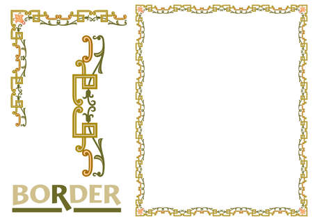 decoration Borders - Tiled frame in plant leaves and flowers Framework Decorative Elegant ornamental styleのイラスト素材