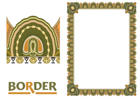 decoration Borders - Tiled frame in plant leaves and flowers Framework Decorative Elegant ornamental styleのイラスト素材