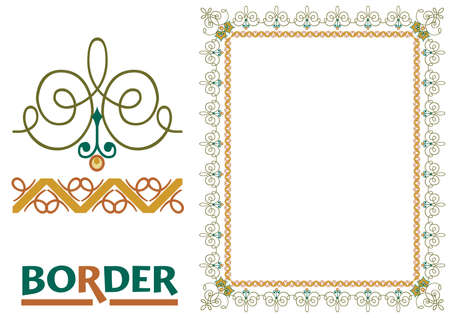 decoration Borders - Tiled frame in plant leaves and flowers Framework Decorative Elegant ornamental styleのイラスト素材