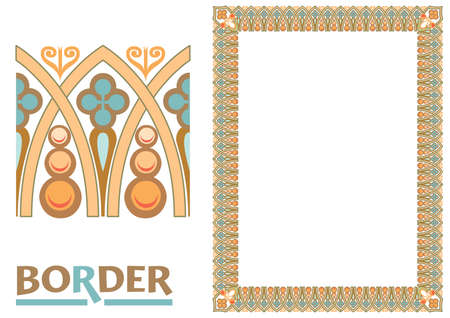 decoration Borders - Tiled frame in plant leaves and flowers Framework Decorative Elegant ornamental styleのイラスト素材