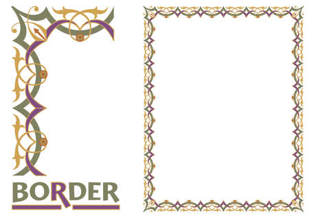 decoration Borders - Tiled frame in plant leaves and flowers Framework Decorative Elegant ornamental styleのイラスト素材