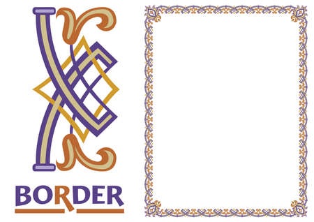 decoration Borders - Tiled frame in plant leaves and flowers Framework Decorative Elegant ornamental styleのイラスト素材