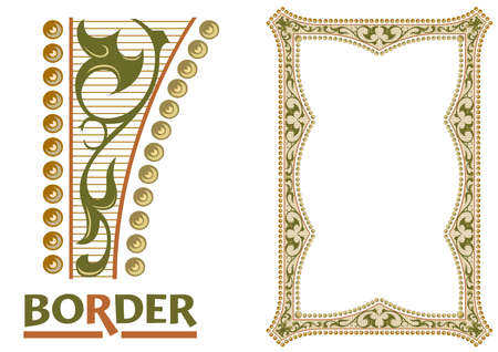 decoration Borders - Tiled frame in plant leaves and flowers Framework Decorative Elegant ornamental styleのイラスト素材